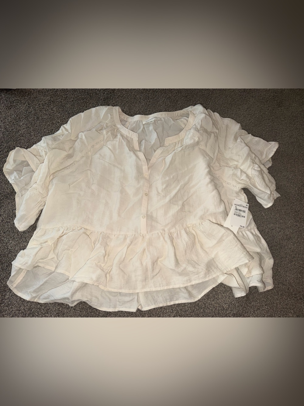 Treasure & Bond Lightweight Ruffle Peplum Blouse - Cream
